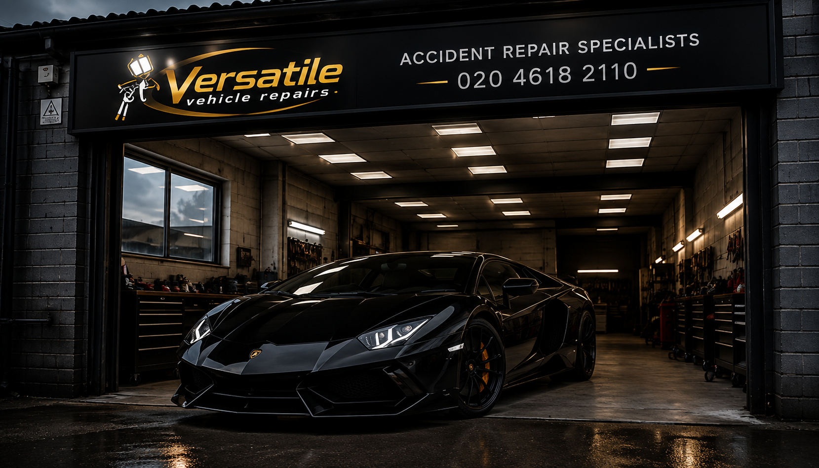 Premium car inside the Versatile Vehicle Repairs bodyshop