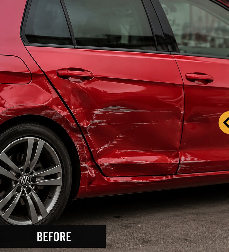 Door & Panel Repair, Volkswagen Golf - before